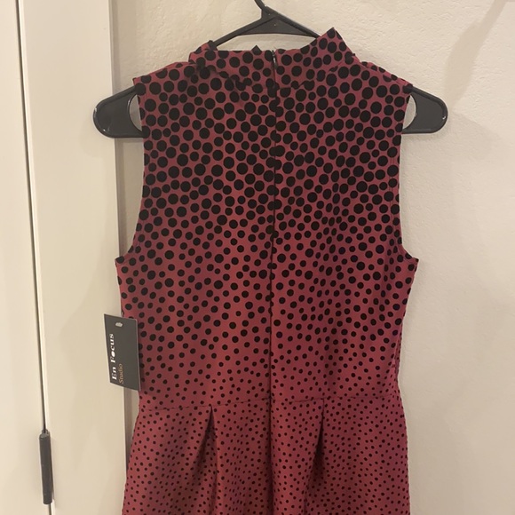 New Midi Length En Focus Studio Brand Size 10 Pleated Dress with Velvet Dots NWT - Picture 6 of 7